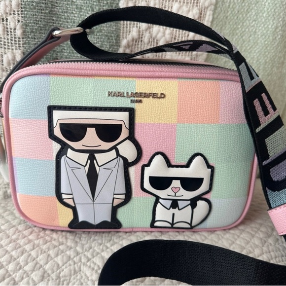 NWT KARL LAGERFELD PARIS MAYBELLE CROSSBODY CAMERA BAG (BLUSH COMBO) - Picture 7 of 7